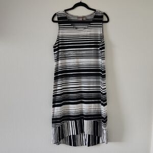 Chico's Black and White Striped Midi Dress